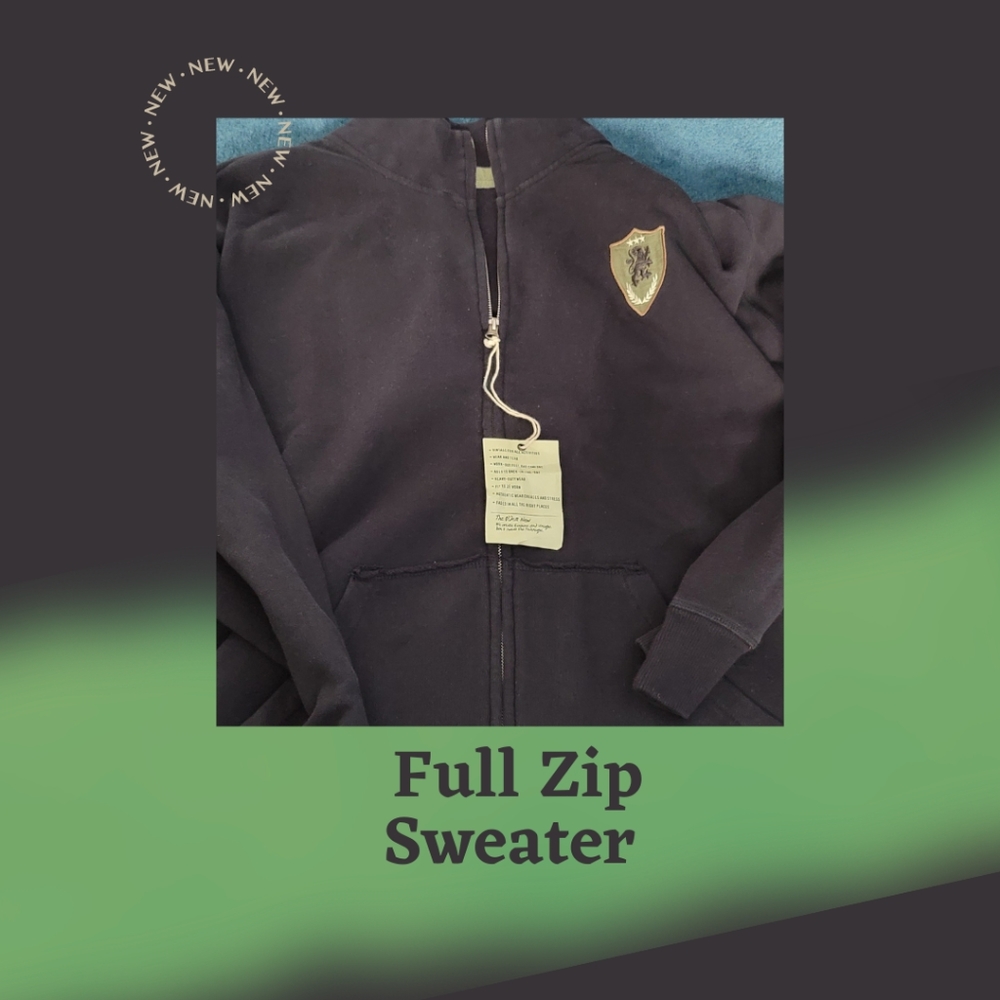 626 Blue Vintage Look Zip Up Sweater